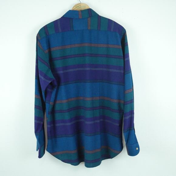 Pendleton Large Button Down Shirt USA Wool Stripe Blue 90s Normcore Dad Heritage - Picture 6 of 6